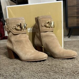 Michael Kors Beige Suede Ankle Booties
